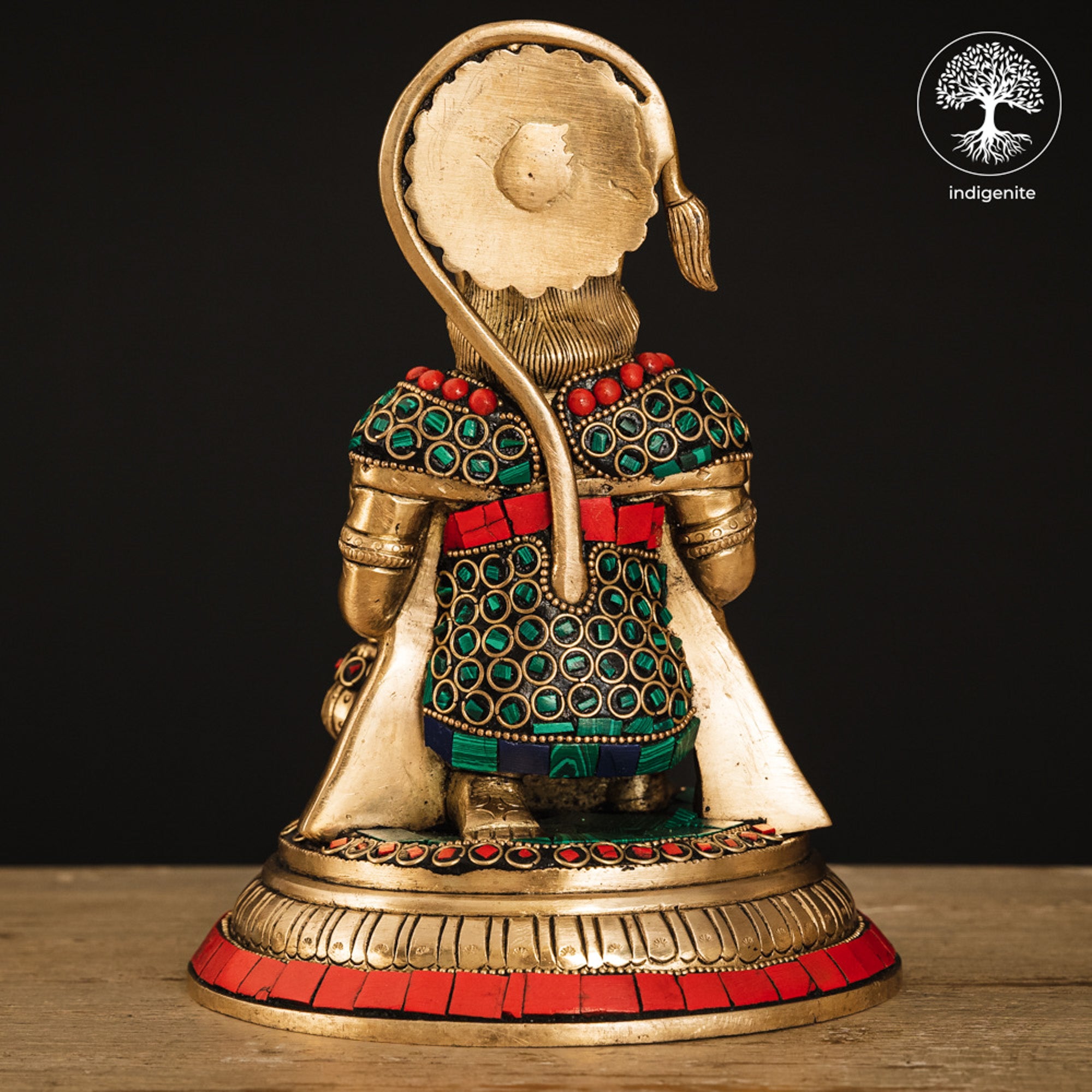 Lord Hanuman Idol - Brass Statue with Stonework