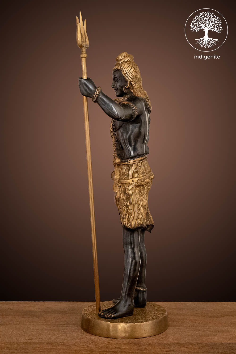 Lord Shiva Idol - Brass Statue in Black and Gold Hues