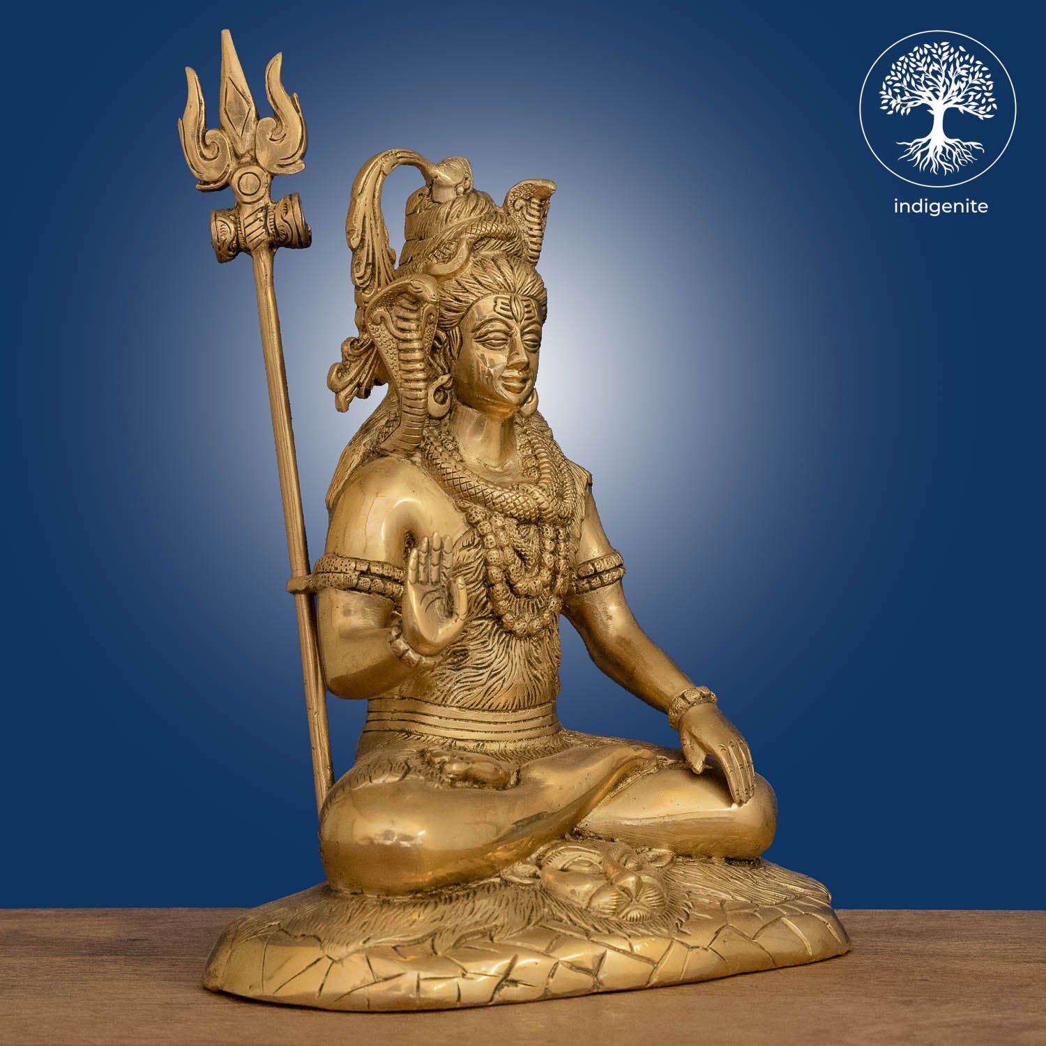 Lord Shiva Idol Sitting on Tiger Base - Brass Statue