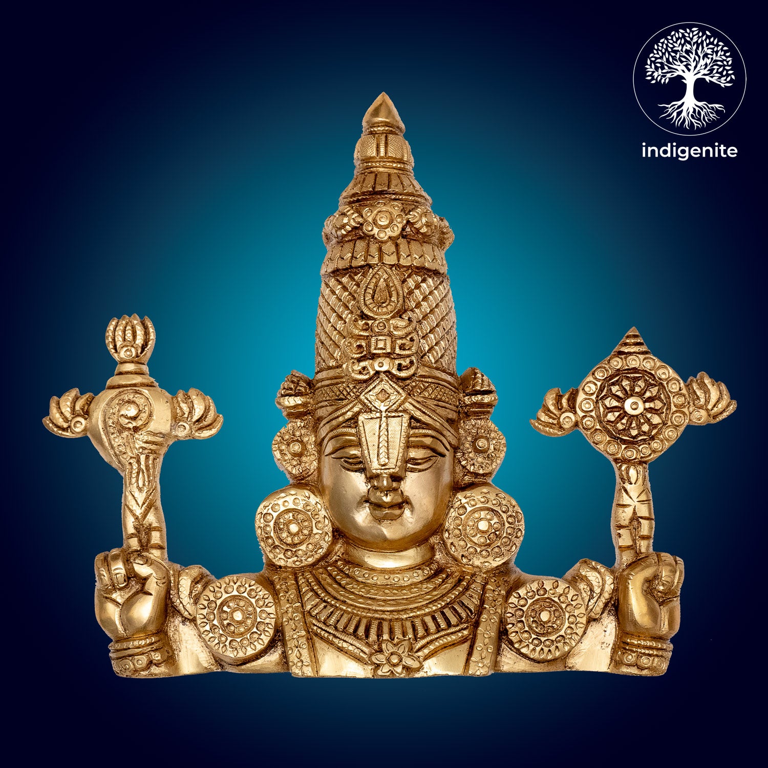 Lord Tirupati Balaji Bust - Brass Statue | 9 Inch