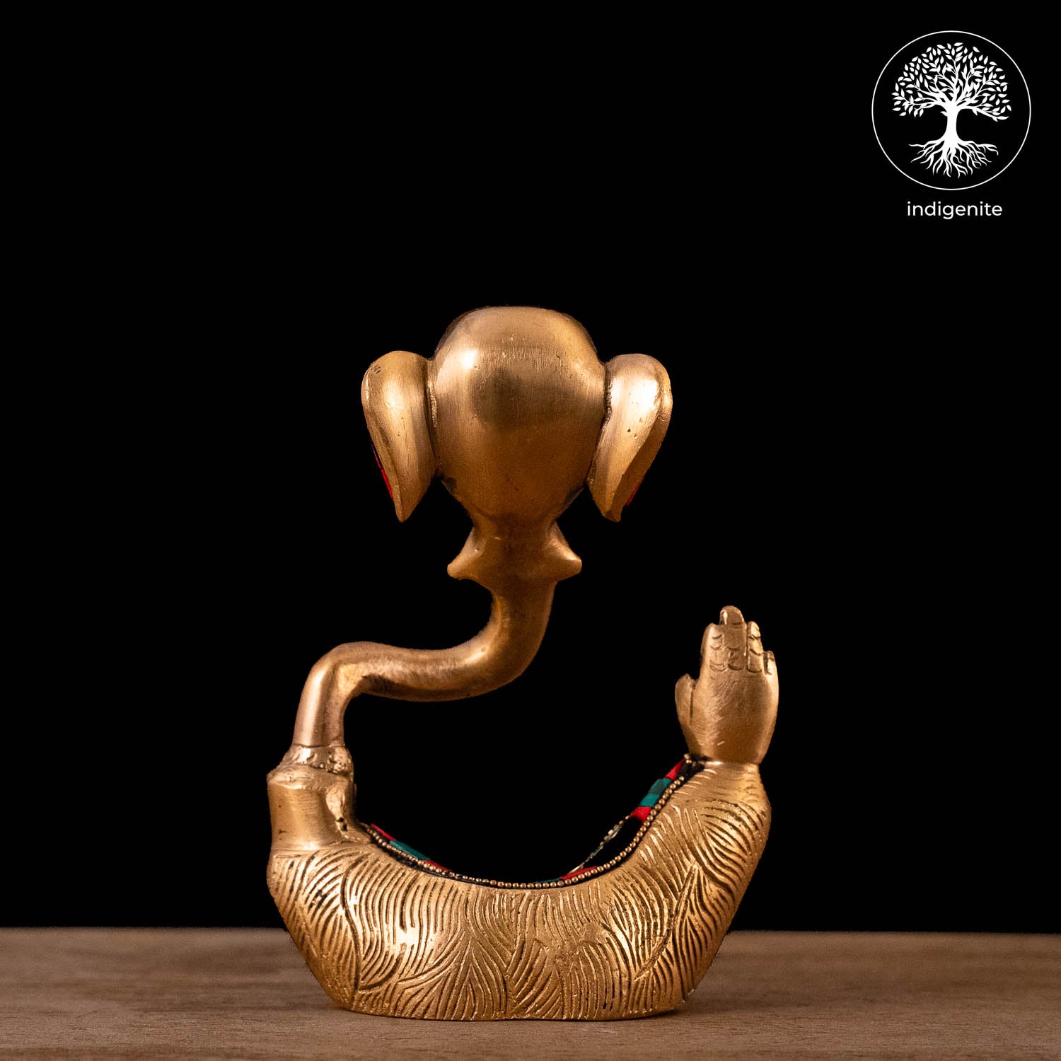 Modern Lord Ganesh Idol - Brass Statue with Stonework | 6 Inch