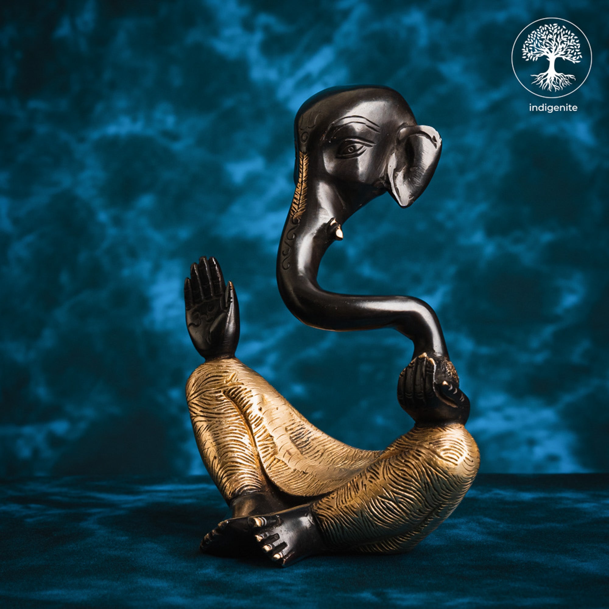 Modern Lord Ganesh Idol - Brass Statue in Black and Gold Hues