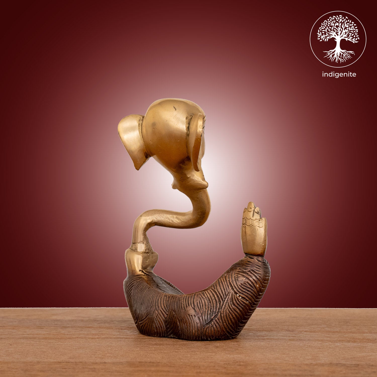 Modern Lord Ganesh Idol - Brass Statue in Brown and Gold Hues |6 Inch