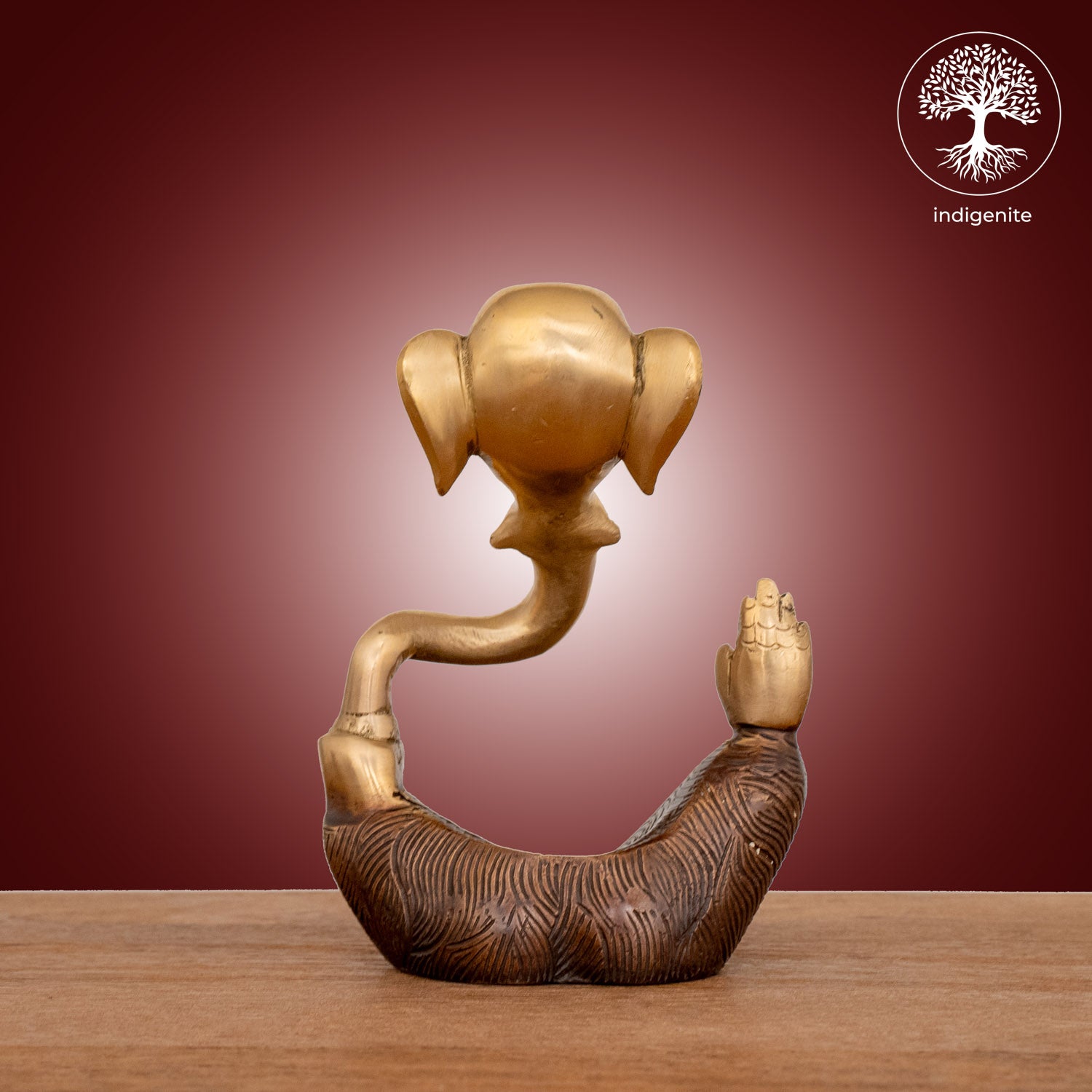 Modern Lord Ganesh Idol - Brass Statue in Brown and Gold Hues |6 Inch