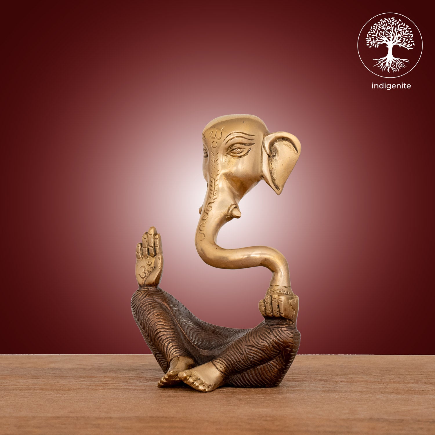 Modern Lord Ganesh Idol - Brass Statue in Brown and Gold Hues |6 Inch