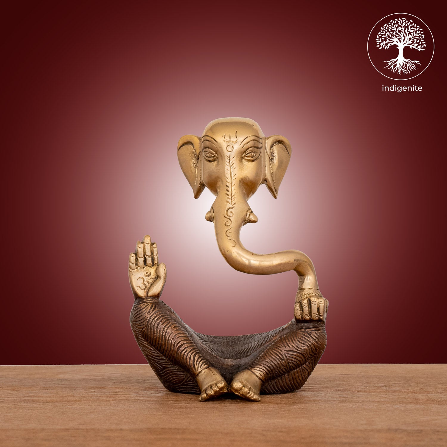 Modern Lord Ganesh Idol - Brass Statue in Brown and Gold Hues |6 Inch