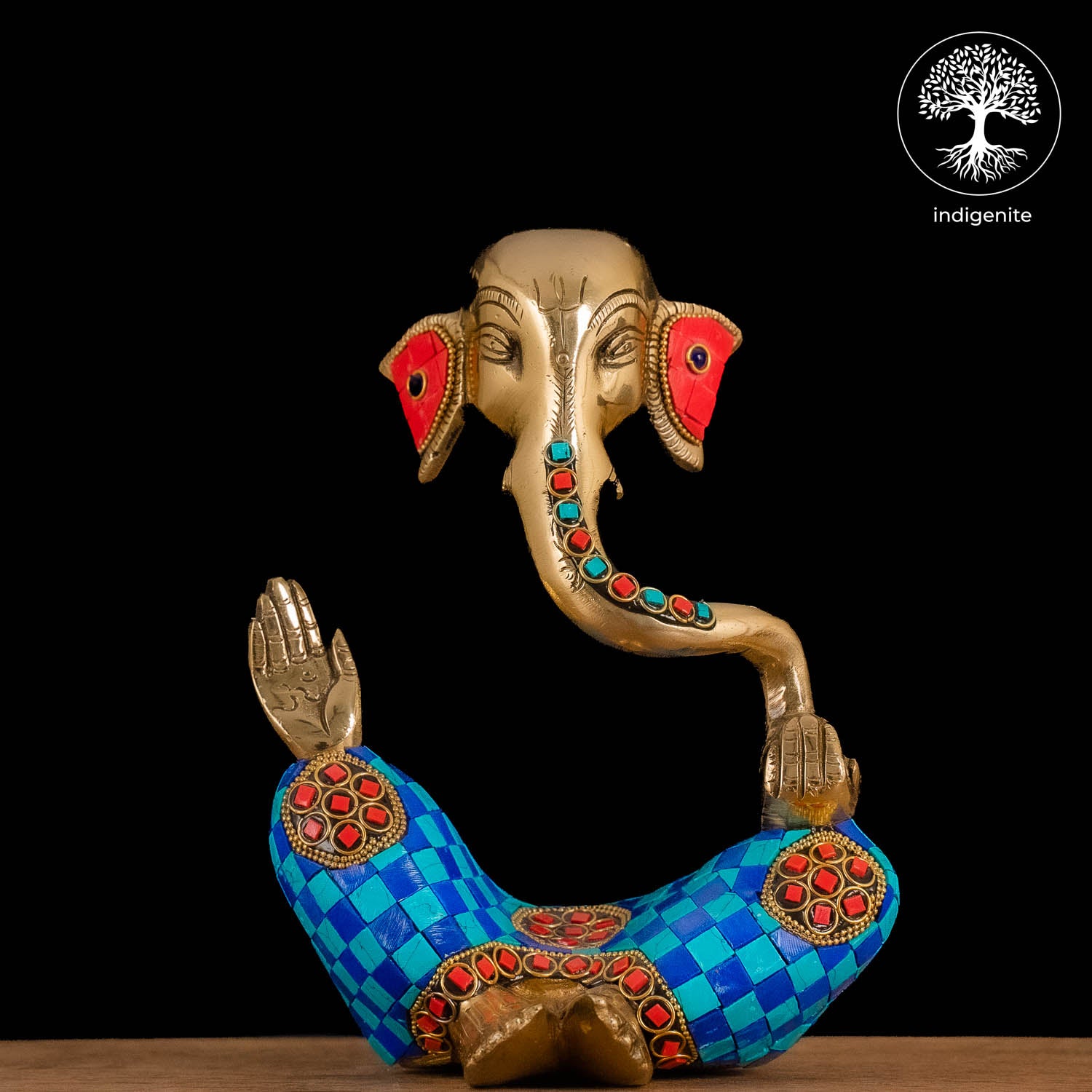 Modern Lord Ganesh Idol - Brass Statue with Mosaic