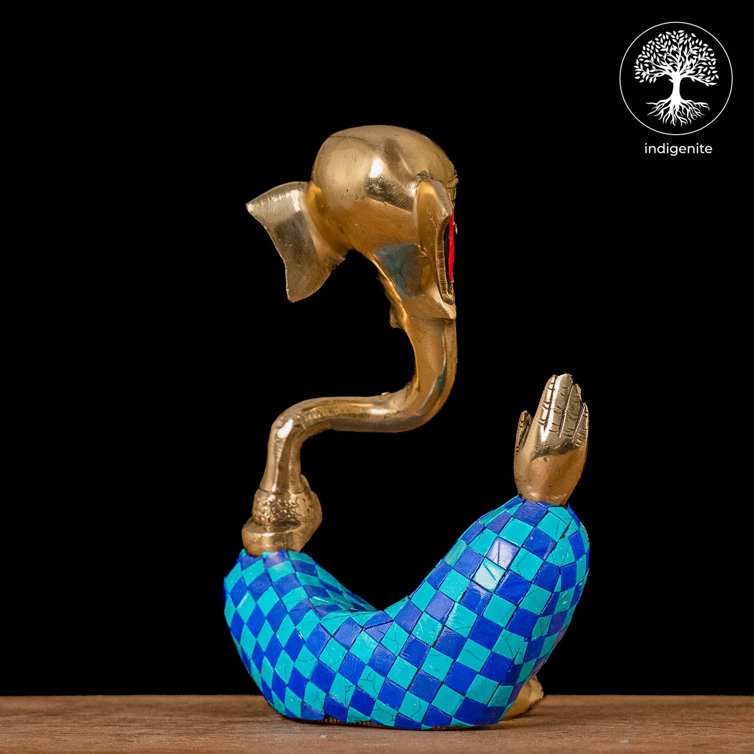 Modern Lord Ganesh Idol - Brass Statue with Mosaic