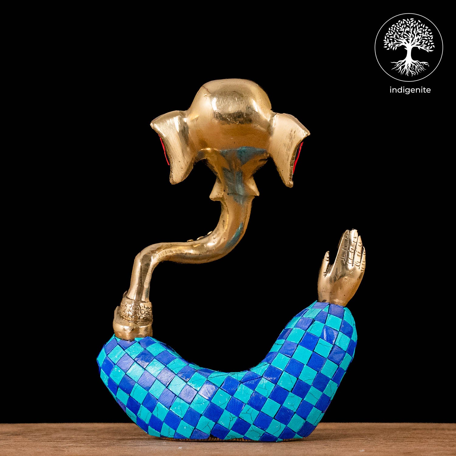 Modern Lord Ganesh Idol - Brass Statue with Mosaic