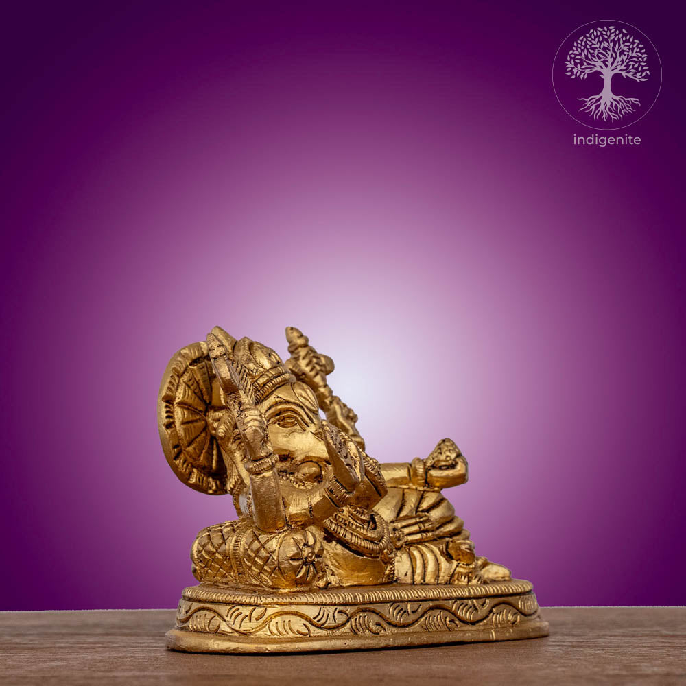 Relaxing Lord Ganesh Idol - Brass Statue
