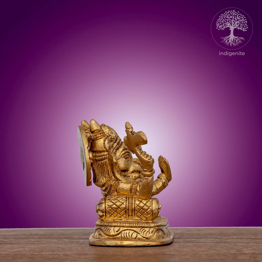 Relaxing Lord Ganesh Idol - Brass Statue