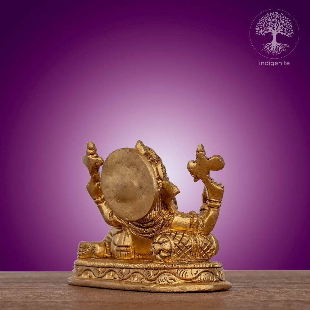 Relaxing Lord Ganesh Idol - Brass Statue