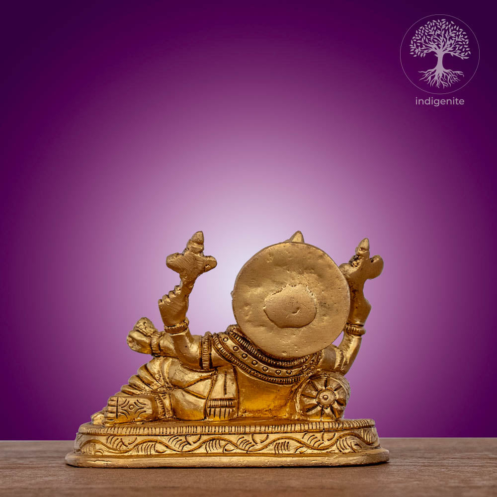 Relaxing Lord Ganesh Idol - Brass Statue