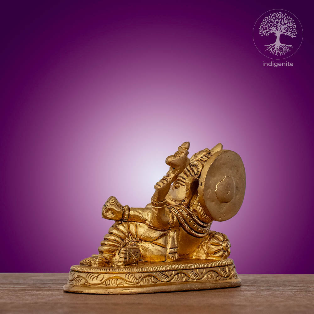 Relaxing Lord Ganesh Idol - Brass Statue