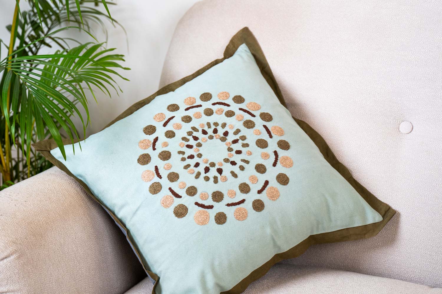 Velvet Mandala Embroidered Cushion Cover