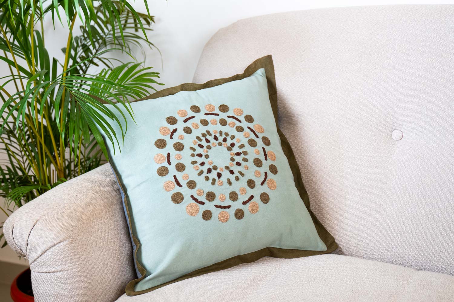 Velvet Mandala Embroidered Cushion Cover