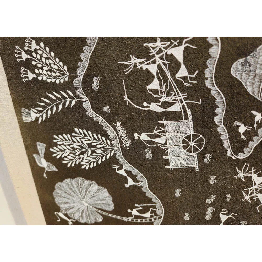 Life of Village - Warli Tribal Art by Dilip A. Parhyad