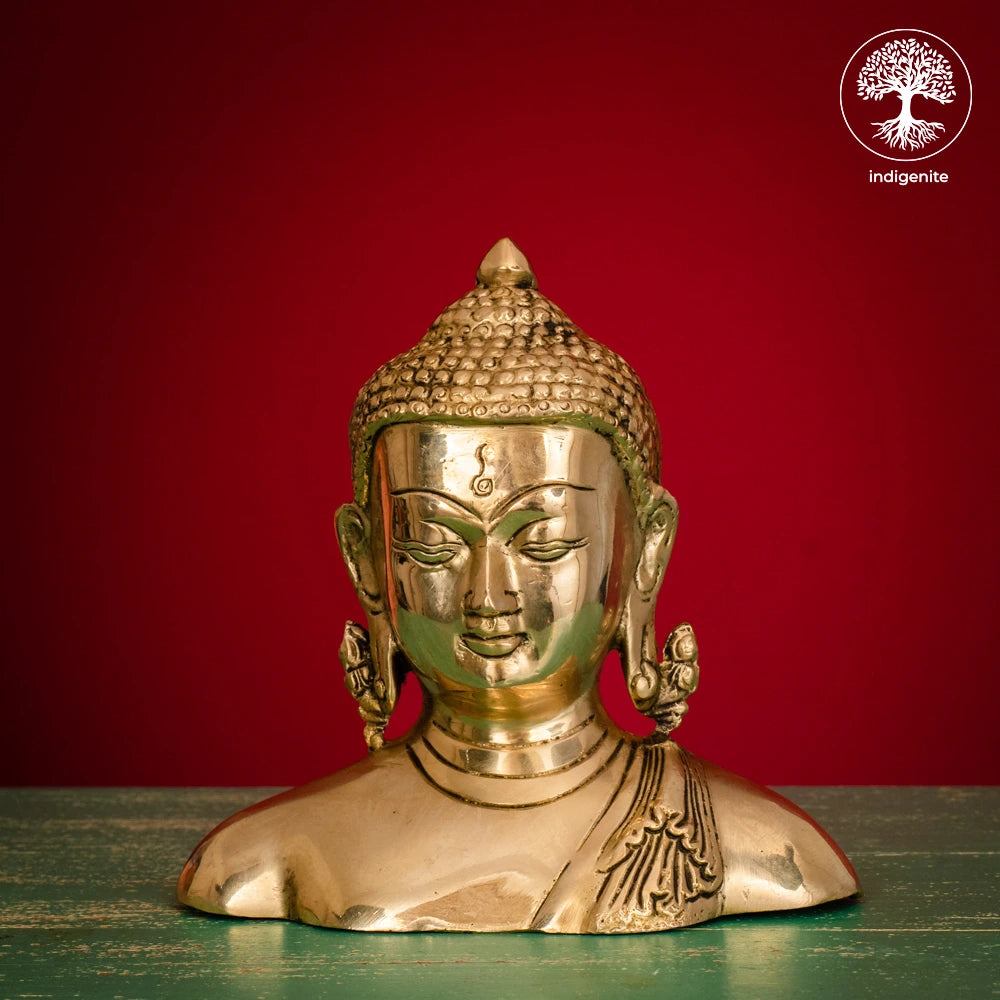 Lord Buddha Idol Bust - Brass Statue