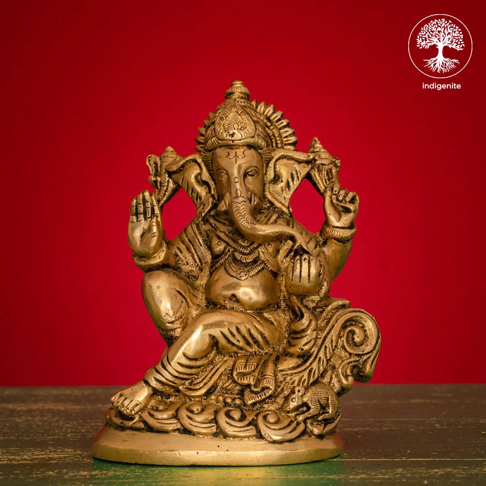 Lord Ganesh Idol - Brass Statue | 5.5 Inch