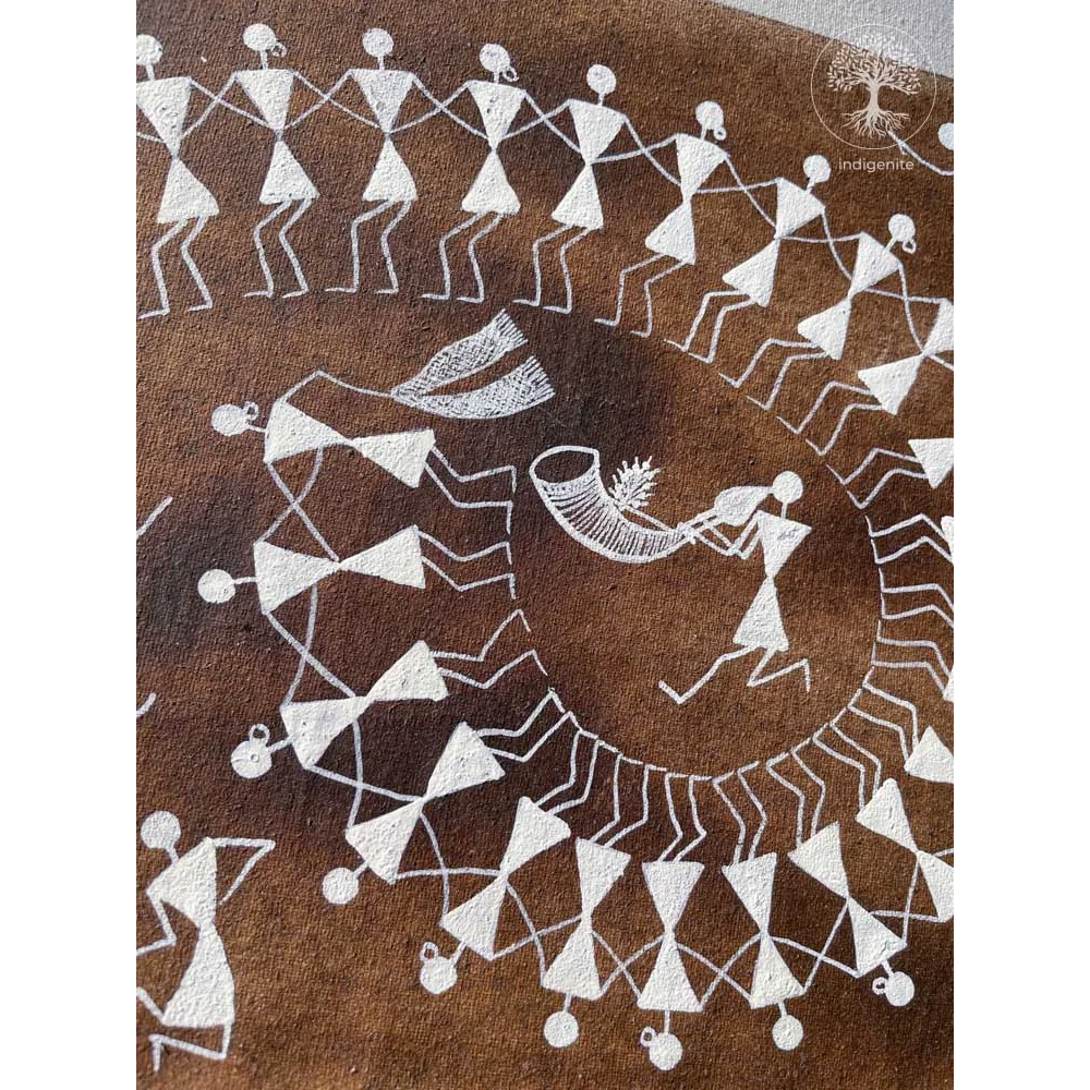 Tarpan Tribal Dance - Warli Tribal Art by Naresh Bhoye